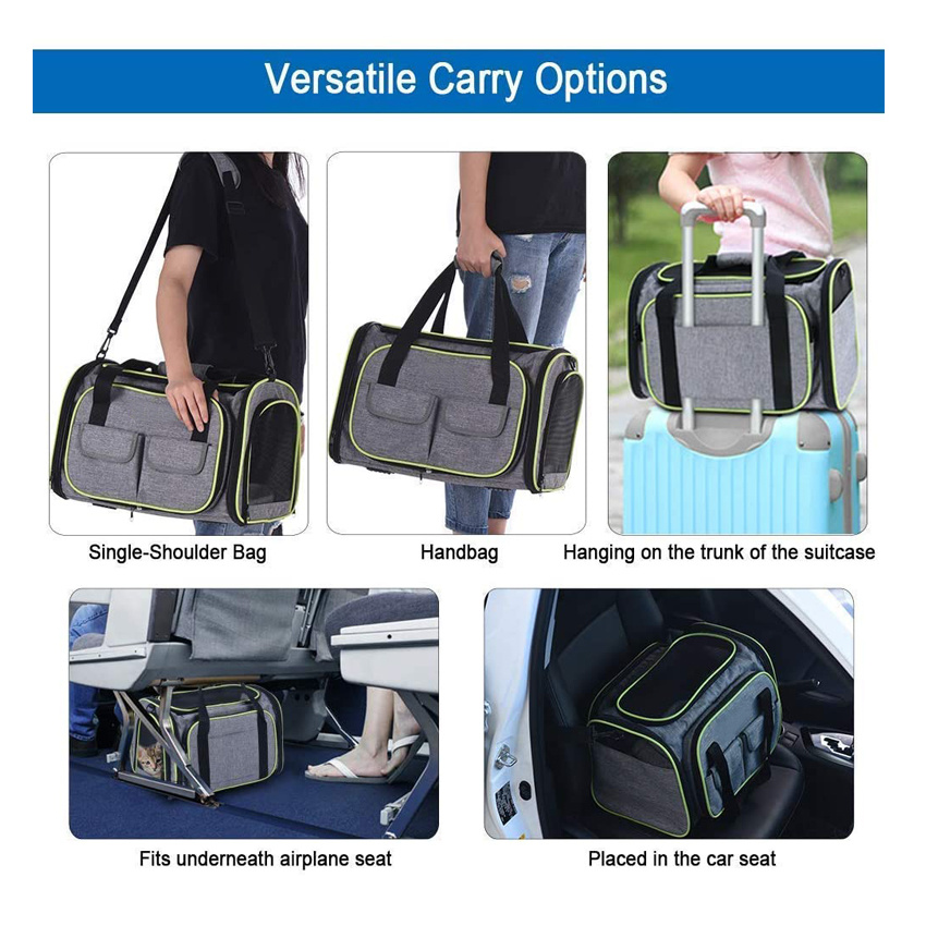 Expandable Soft-Sided Cat Travel Bag Collapsible Portable Dog Carrier Bag