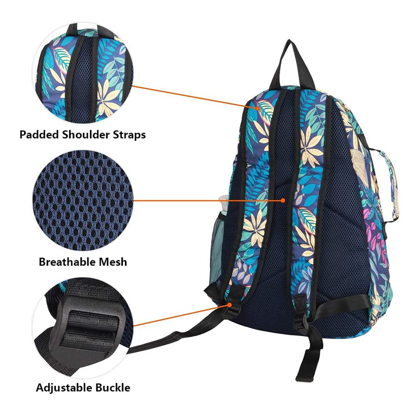 Plant Leaves Print Outdoor Bag Portable Tennis Backpack Versatile Student Bag