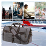 Oversized Genuine Leather Carryon Weekend Bag Canvas Overnight Duffel Bag