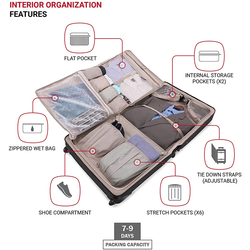 Premium Rolling Bonus Hanging Feature, Men′s and Women′s, Carry-on Luggage Garment Bag