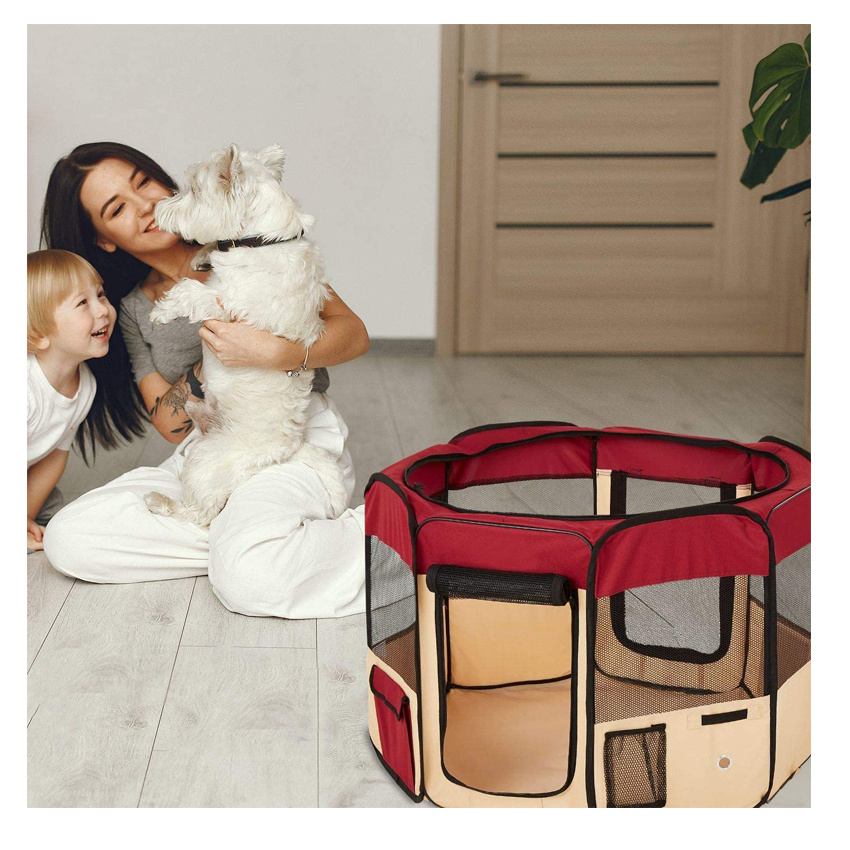 Portable Foldable Pet Playpen Exercise Pet Kennel Carrying Case for Dogs Puppies Cats