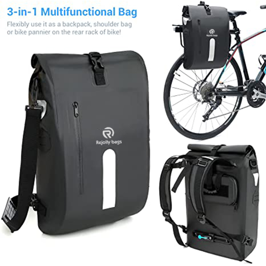 Bike Pannier Backpack with Padded Laptop Bag with Cross Shoulder Strap & Quick-Release Waterproof Bike Saddle Bag