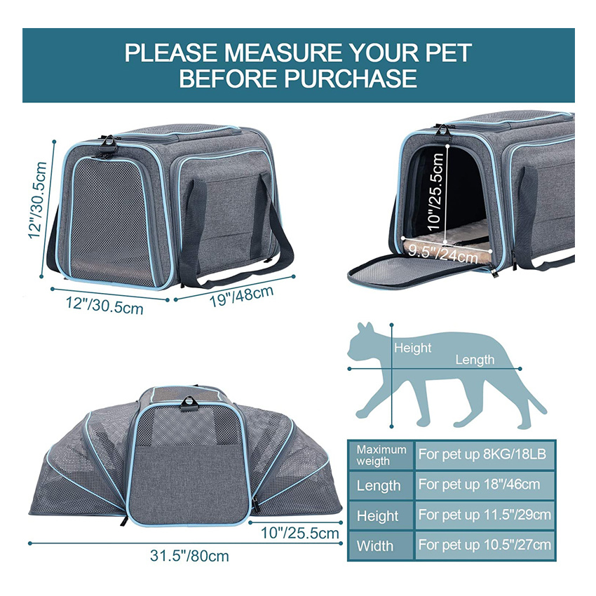 Large Capacity Breathable Cat and Dog Carriers Bag Washable Outdoor Pet Bag