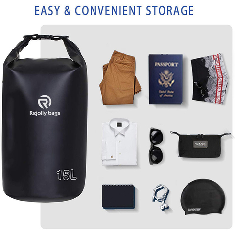 Dry Bag Waterproof Floating, PVC Waterproof Bag Roll Top, 15L Dry Bag Kayak Storage for Kayaking, Boating, Rafting, Swimming, Hiking, Camping, Travel, Beach Bag