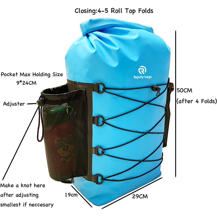 Waterproof Backpack Closure Container 35L Dry Bag with Wet Cloth for Kayaking Paddling Boating Sailing Traveling Camping Biking