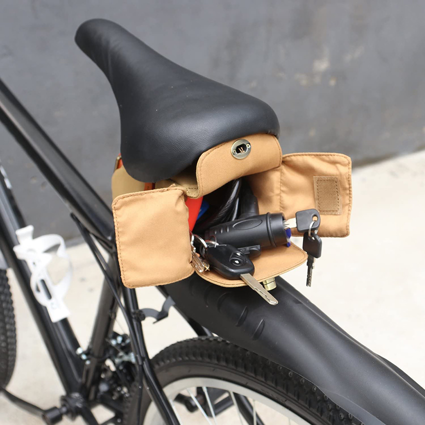 Canvas and Leather Strap-on Bicycle Seat Pouch Bike Saddle Pack Bag