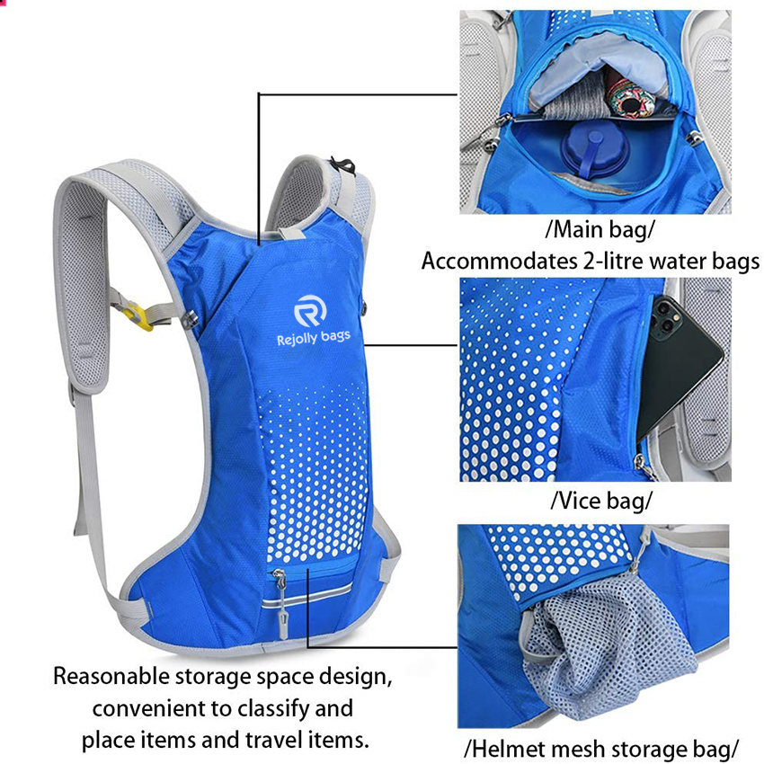 6L Waterproof Breathable Bicycle Cycling Backpack with Helmet Organizer Pocket, Hydration Pack for Biking Riding Running Hydration Backpack