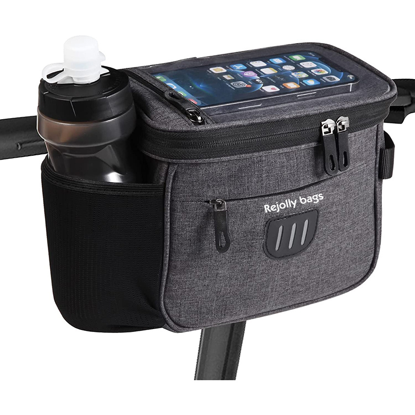 Bike Handlebar Bag Large Bicycle Front Storage 6.5 Inch Transparent Pouch with Shoulder Strap
