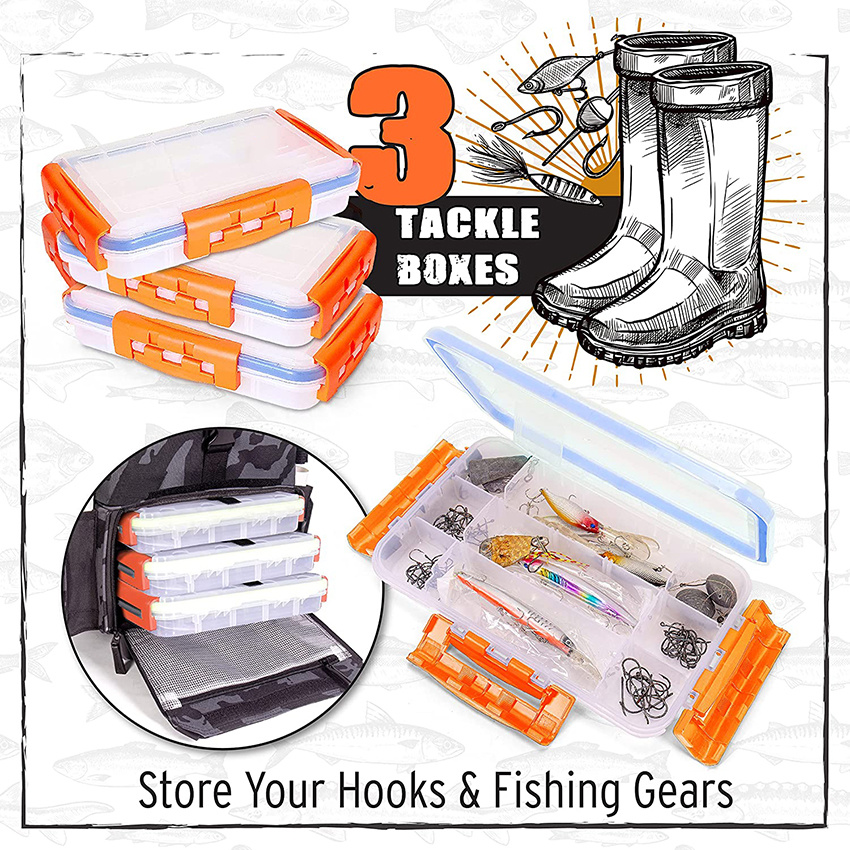 Large Fishing Tackle Bag and Fishing Gear with 4 Fishing Rod Holders, Detachable Handles and Strap Fishing Rod Bags