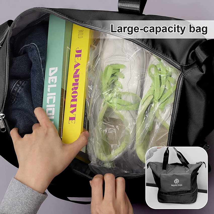 Large Capacity Folding Oxford Fabric Waterproof Lightweight Foldable Travel Portable Expandable Dry and Wet Separation Carry on Bag for Airplanes Tote Bag