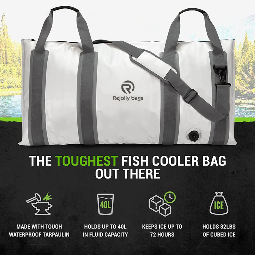 Insulated Fish Cooler Bag Large Insulated Kill Bag with Easy Grip Carry Handles and Carry Pack/Leakproof Monster Fishing Bag