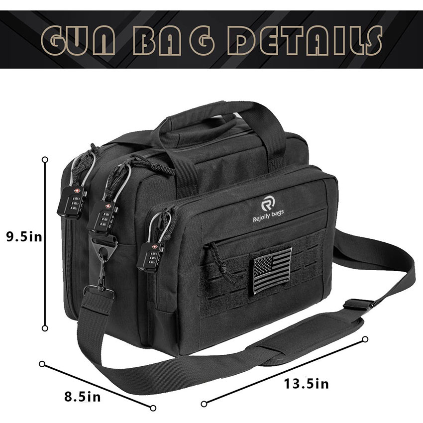 Military Style Gun Bag Range Bag Pistol Case Gun Case Magazine Lockable Double Layer Explosion Proof Zipper Pair Pistol Soft Carrying Bag