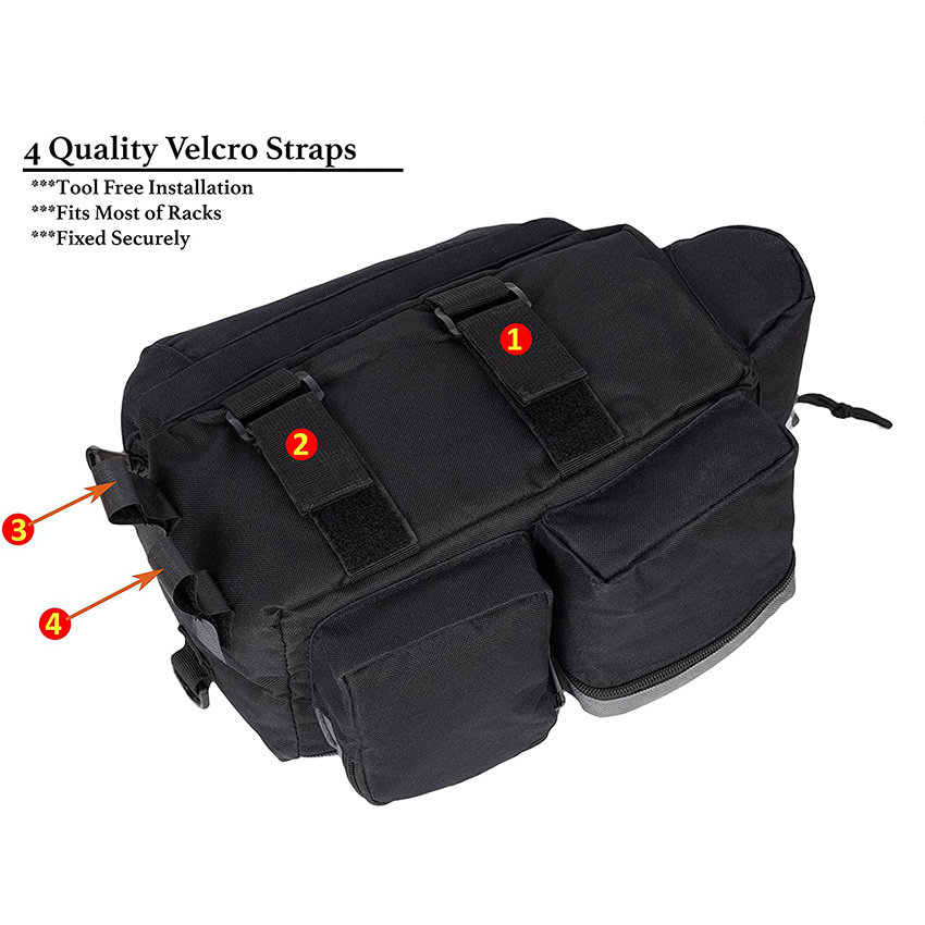Convertible Bike Bicycle Bag Rear Rack Seat Pannier Trunk Pack with Cup Holder