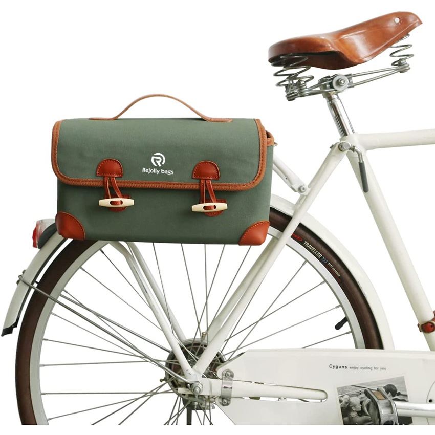 Canvas Bike Handlebar Bag Bicycle Rear Rack Pannier Girl Shoulder Messenger Handbag
