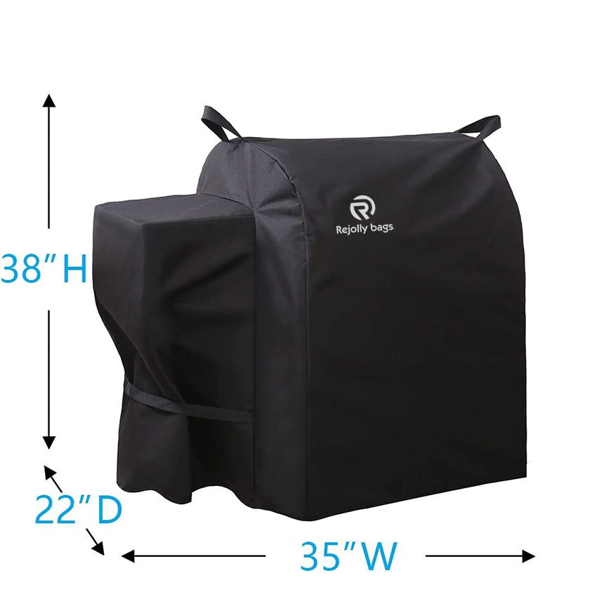 Heavy Duty Waterproof Wood Pellet Grill Cover, Outdoor Full Length Velcro Straps & Handles Easy to Clean Grill Cover