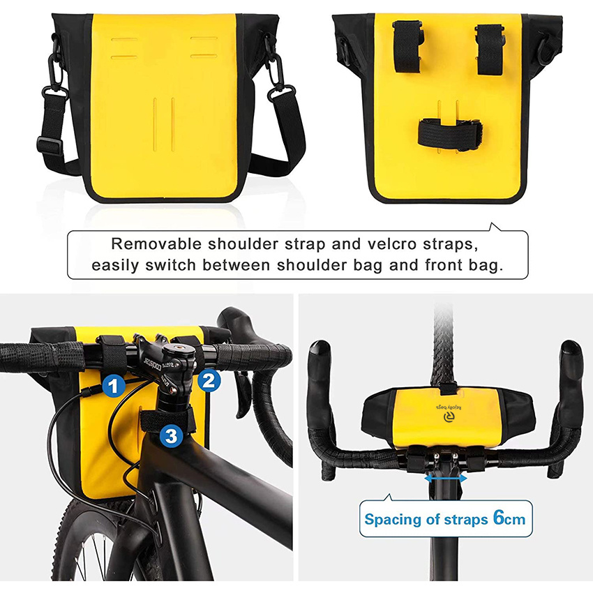 Bike Handlebar Bag Waterproof Bicycle Front Bag E-Scooter Basket Bag for Cycling Commuting with Shoulder Strap Bicycle Bag