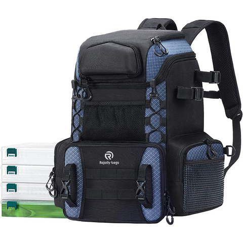 Outdoor Large Capacity with 4 Trays and Protective Rain Covercamping Hiking Fishing Tackle Bag