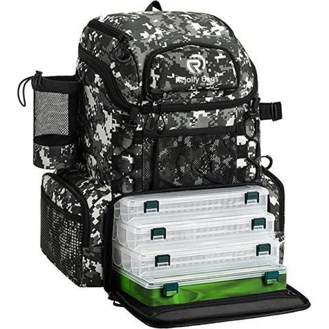 with 4 Boxes, Fishing Bag Large Capacity with 4 Trays and Protective Rain Coverfishing Fish Bag