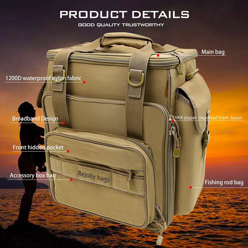 Large Storage Waterproof Saltwater Resistant Fishing Bag with 5 Tackle Boxes Outdoor Multifunctional Box Tackle Bag for Fishing Camping Fishing Fish Bag