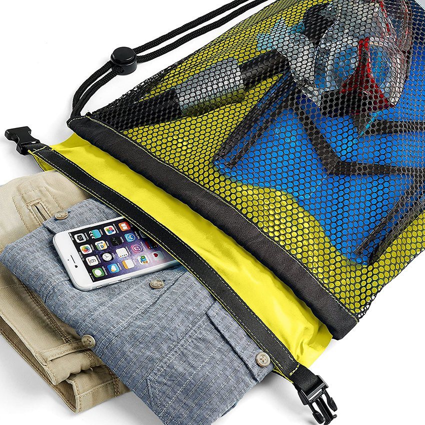 2-in-1 Mesh Snorkel Bag with Removable Interior Waterproof Dry Bag