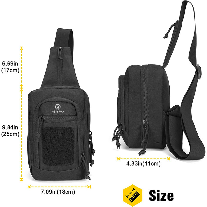 Military Style Tactical Sling Bag Concealed Carry, Shoulder Chest Pack Outdoor Range Backpack -Black Bag