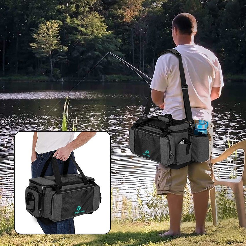 Waterproof Fishing Tackle Storage Bag with Non-Slip Base for Saltwater or Freshwater Fishing Rod Bags