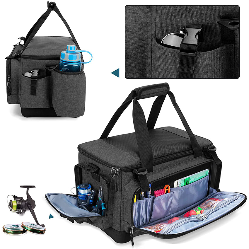 Waterproof Fishing Tackle Storage Bag with Non-Slip Base for Saltwater or Freshwater Fishing Rod Bags