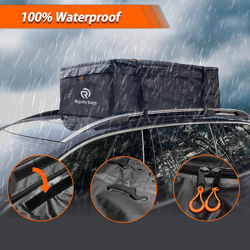 Rooftop Cargo Carrier 15 Cubic Feet Car Roof Bag Waterproof Roof Cargo Bag for All Cars (Side Rails/Cross Bars/with Rack) with Storage Bag