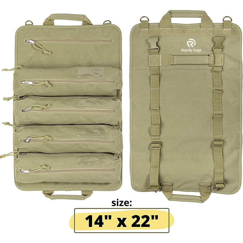 Shoulder Strap Tool Roll up Bag - 1000d Nylon Roll up Tool Bag Organizer - Heavy Duty Large Zippered Pouches & Label Holders Tool Roll Bags