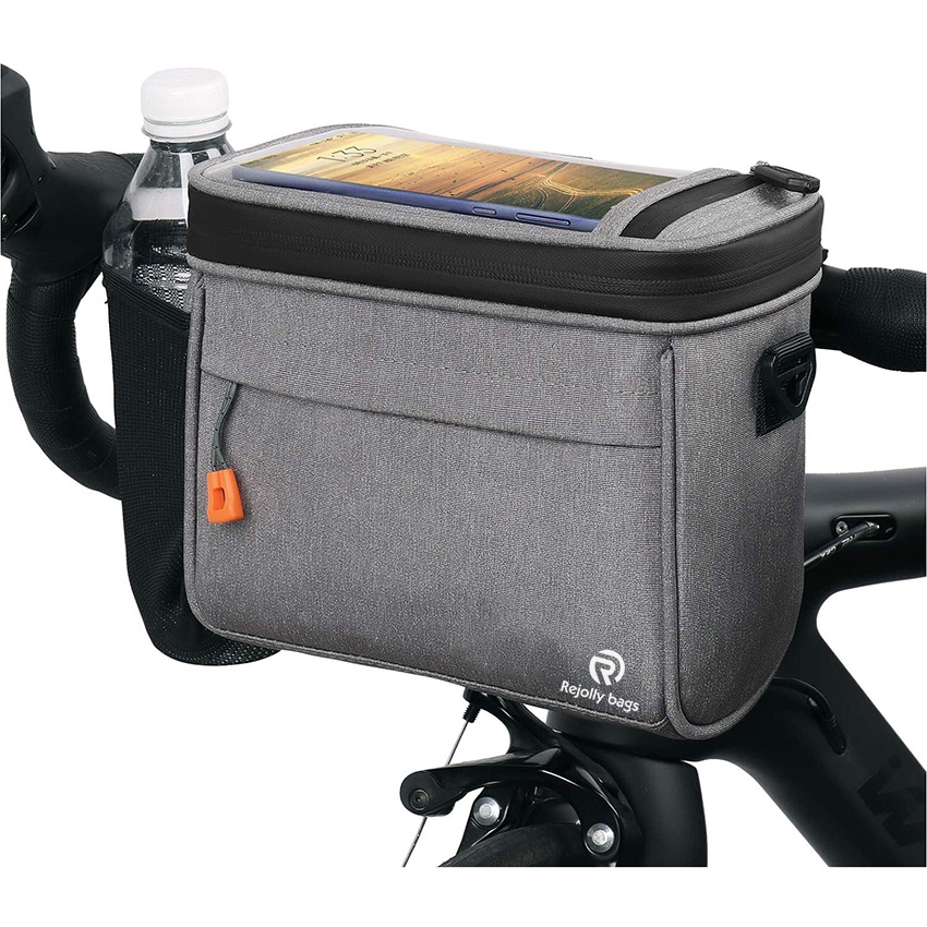 Waterproof Bicycle Handlebar Front Frame Storage Basket with Touch Screen Phone Holder Bike Handlebar Bag
