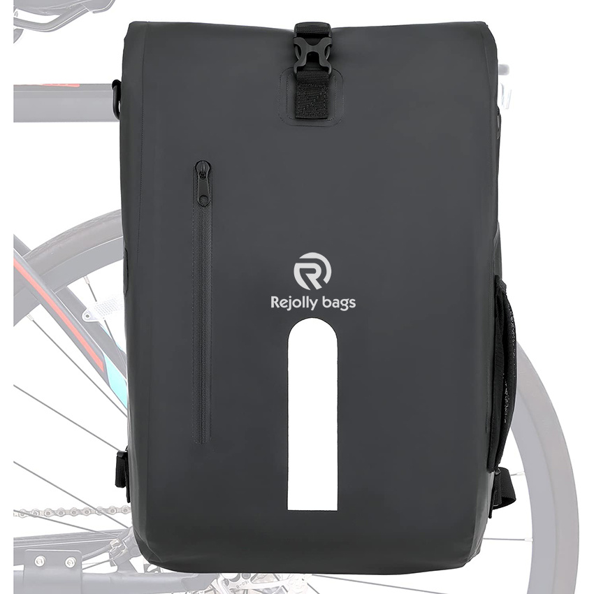 Pannier Backpack with Padded Laptop Bag Waterproof Bike Saddle Bag with Cross Shoulder Strap & Quick-Release Clip-on for Grocery Bicycle Bag