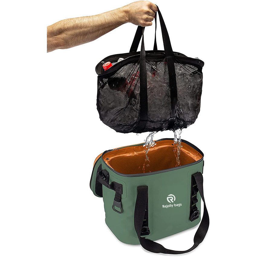 Heavy Duty Waterproof 20-Can Soft Cooler Bag for Camping Kayaking Beach Trips Mesh Tote Insert Included