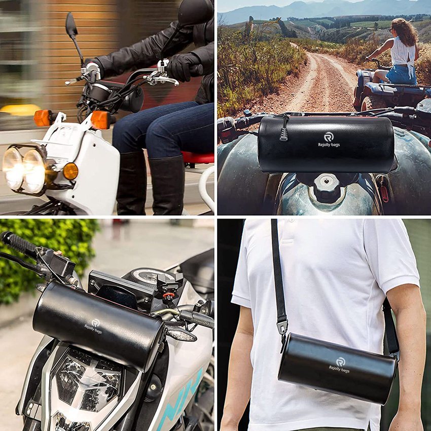Universal Motorcycle Handlebar Bag Waterproof with Shoulder Strap Saddlebag Motorcycle Barrel Roll Tool Bag