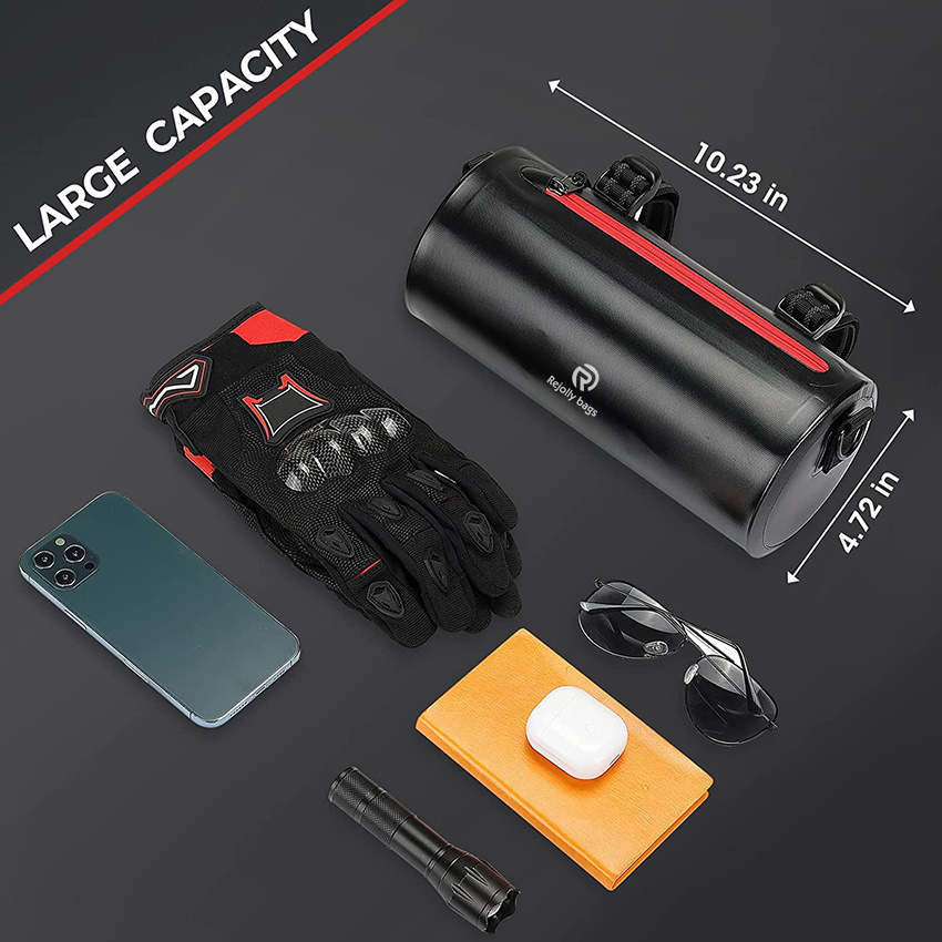 Universal Motorcycle Handlebar Bag Waterproof with Shoulder Strap Saddlebag Motorcycle Barrel Roll Tool Bag