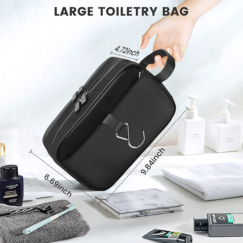 Hanging Toiletry Bag for Men, Water-Resistant Travel Toiletries Organizer Dopp Kit Waterproof Zipper and Fabric Cosmetic Bag RJ21672