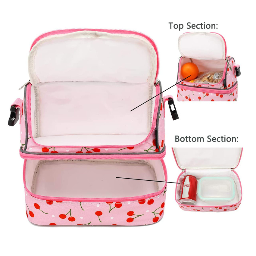 Simple and Lovely Pink Lunch Bag Durable Food Insulated Bag Weekend Picnic Bag