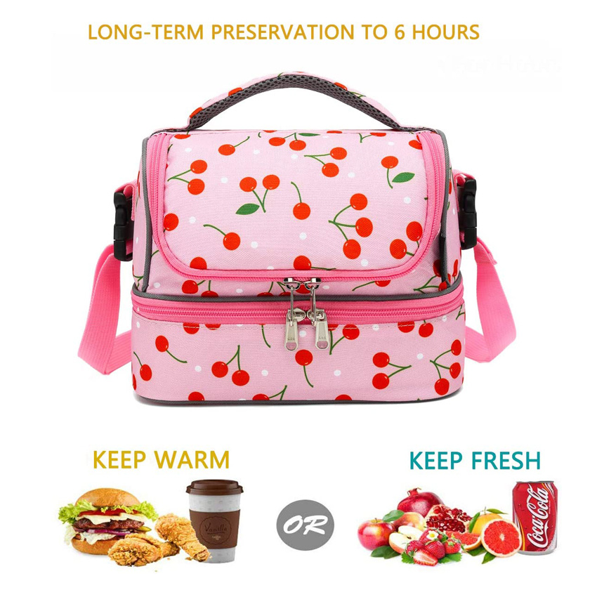 Simple and Lovely Pink Lunch Bag Durable Food Insulated Bag Weekend Picnic Bag