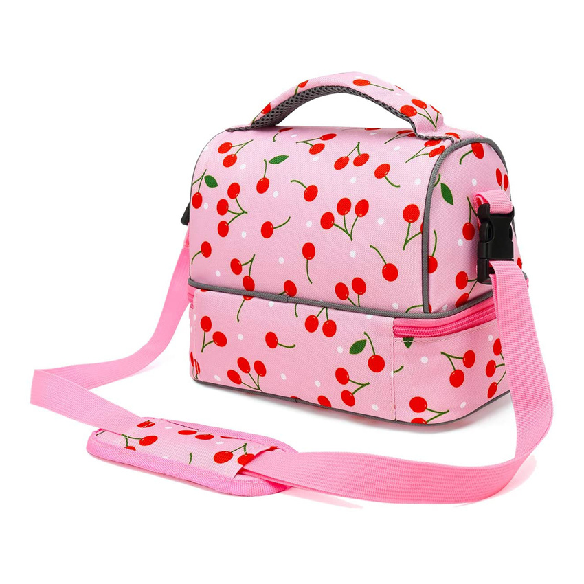 Simple and Lovely Pink Lunch Bag Durable Food Insulated Bag Weekend Picnic Bag