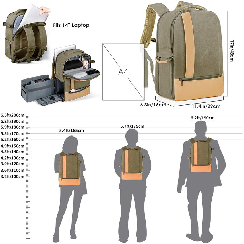 Lightweight Outdoor Backpack Camera Backpack Fashion Canvas Photography Bag