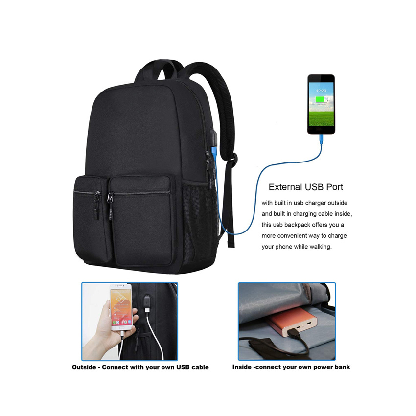 Laptop Backpack Slim Lightweight College School Bookbags Travel Backpack with USB Charging Port&nbsp;