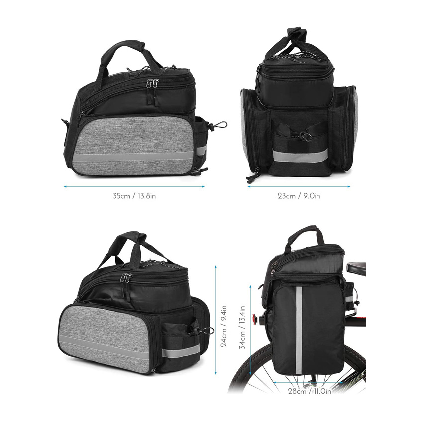 Adjustable Capacity Bicycle Bag Multifunctional Bike Bag Bicycle Pannier Bag