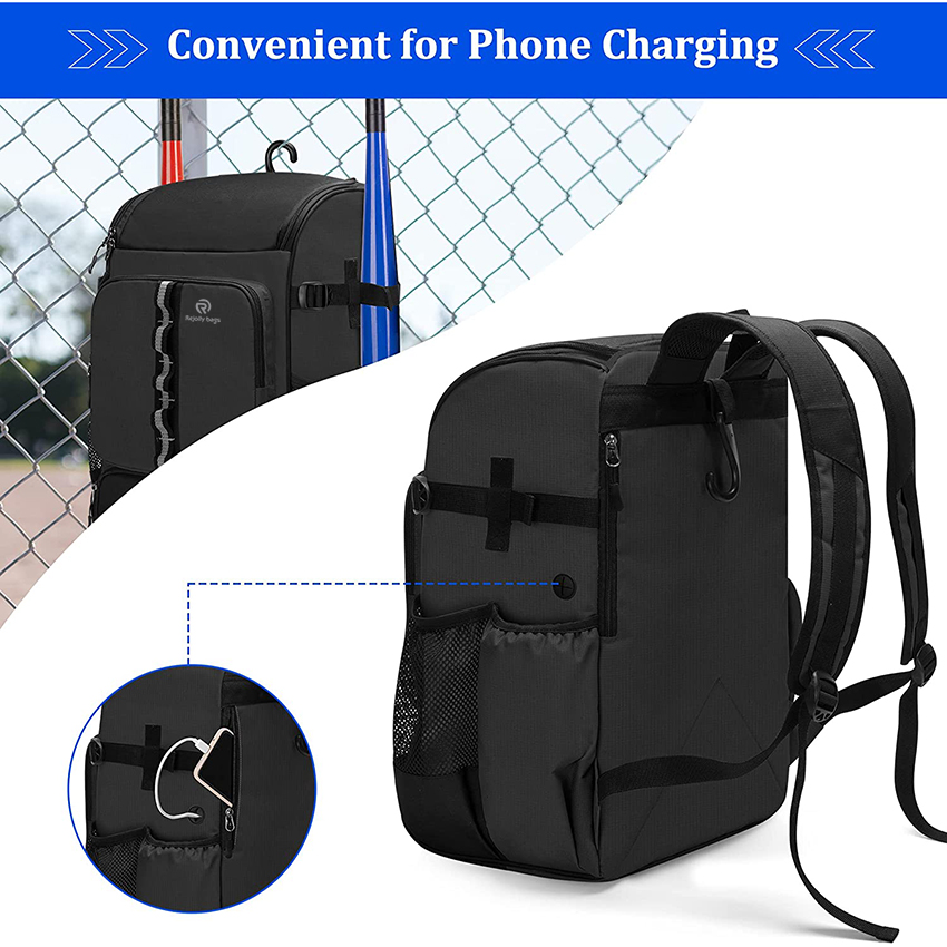 Softball Bat Bag for Youth and Adults with Separate Shoe Space and Multiple Pockets for Essentials Baseball Bags RJ19672