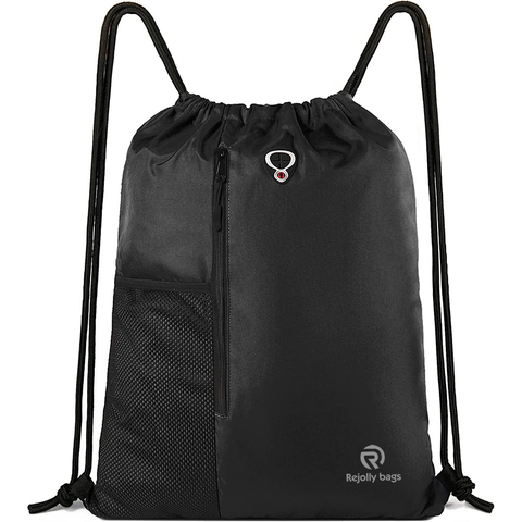 Drawstring Backpack Sports Gym Bag for Women Men Children Large Size with Zipper and Water Bottle Mesh Pockets Ball Bag RJ196123