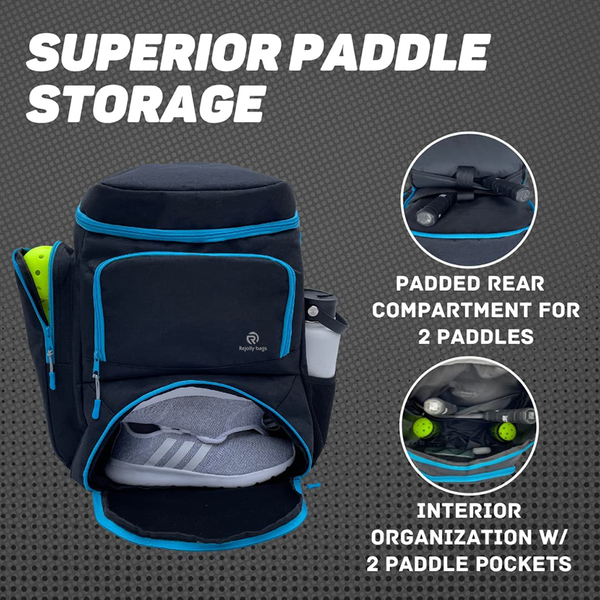 Pickleball Backpack for Men and Women - Fits 2 to 4 Paddles - Shoe Compartment, Fence Hook, Storage Pockets for 2 Water Bottles Storage Sports Bag RJ196148