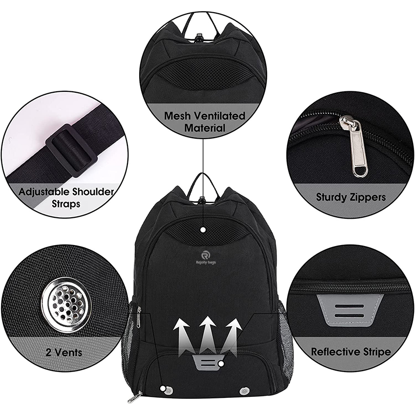 Drawstring Backpack, Soccer Basketball Backpack with Shoe & Ball Compartments and Wet Pocket Gym Ball Bag RJ196127