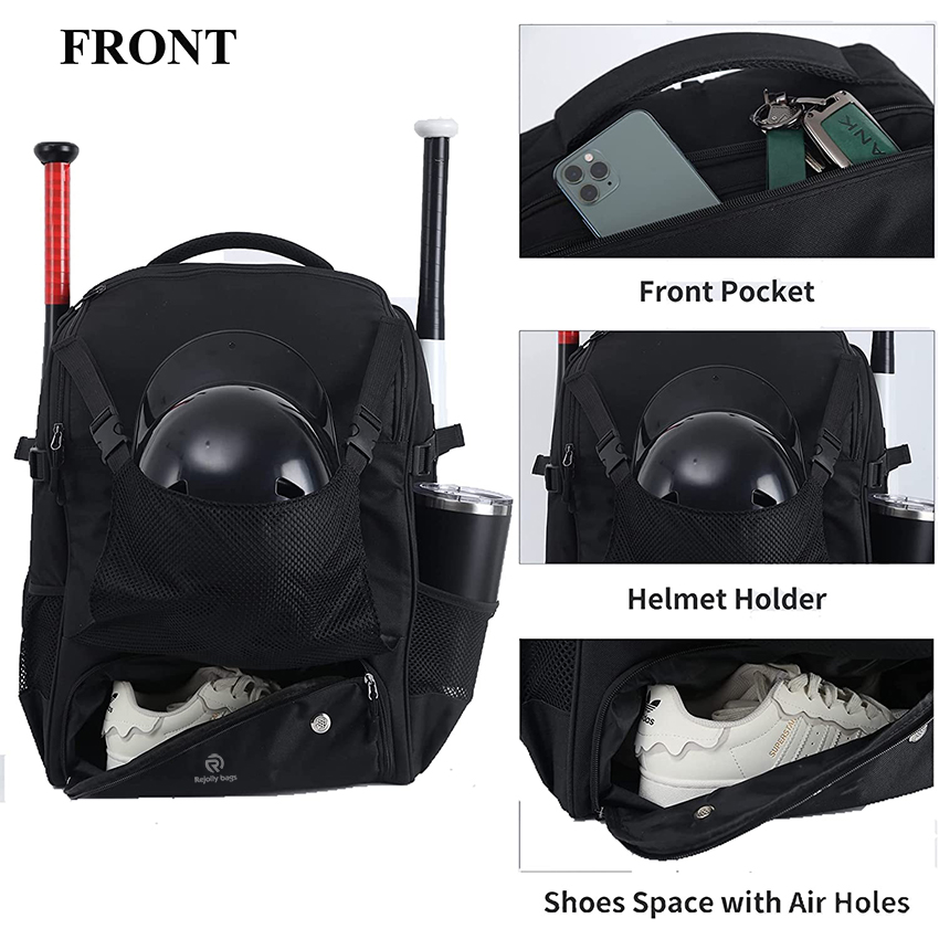 Multipurpose Gear Backpack with Fence Hook and Shoe Compartment, Can Hold Sports Gear such as Helmet, Ball, Gloves, Shoes Baseball Bags RJ19662