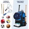 Softball Bag with Separate Shoe Compartment, Large Baseball Backpack, Softball Backpack with Fence Hook, Baseball Bat Bag with 4 Bat Sleeves Baseball Bags RJ19682