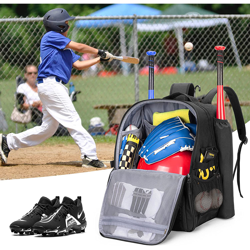 Baseball Bag Backpack with 2 Bat Sleeves, Softball Equipment Bag for Youth and Adults with Separate Shoe Compartment Baseball Bags RJ19655