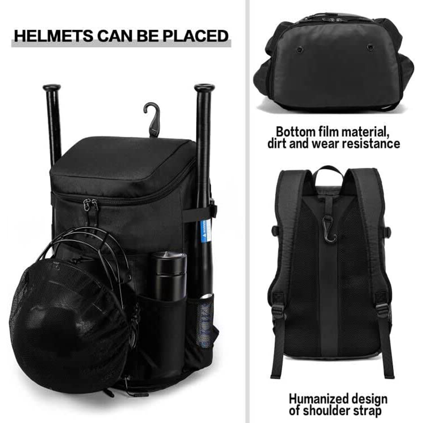 Youth&Adults Sports Exercise Training Softball Soccer Coach Baseball Bat Equipment Backpack Bags Shoe Compartment with Hook for Helmet Baseball Bags RJ19666