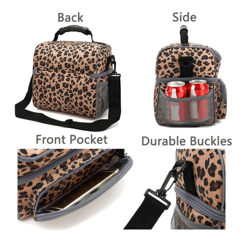 Insulated Picnic Bag Beach Cooler Bag Leopard Thermal Insulation Food Bag